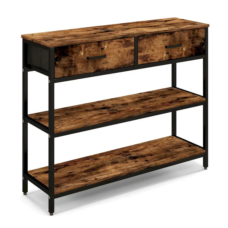 Console Table d'Entrée Table d'Appoint de Canapé avec Tiroirs en Tissu Pliables