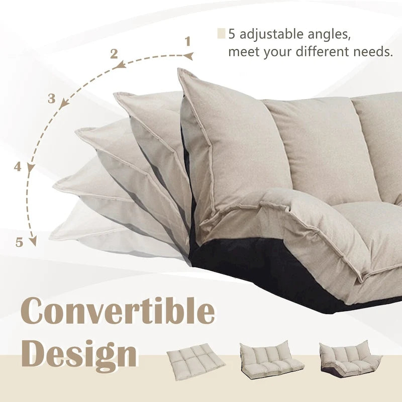 Canapé-lit paresseux moderne beige pliant pour enfants ou maison