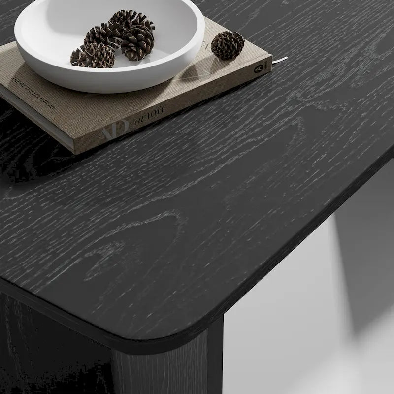 Table à manger moderne en bois de chêne massif, 170 cm, avec double piédestal