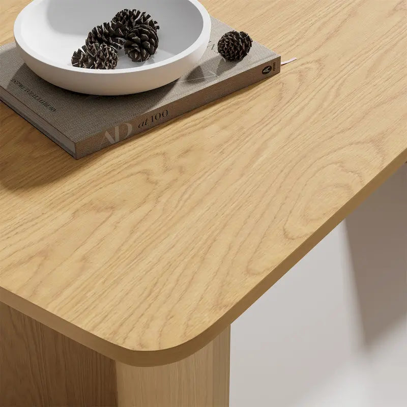 Table à manger moderne en bois de chêne massif, 170 cm, avec double piédestal