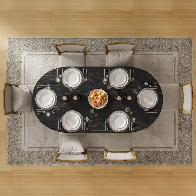 Table à manger moderne en bois de chêne massif, 170 cm, avec double piédestal