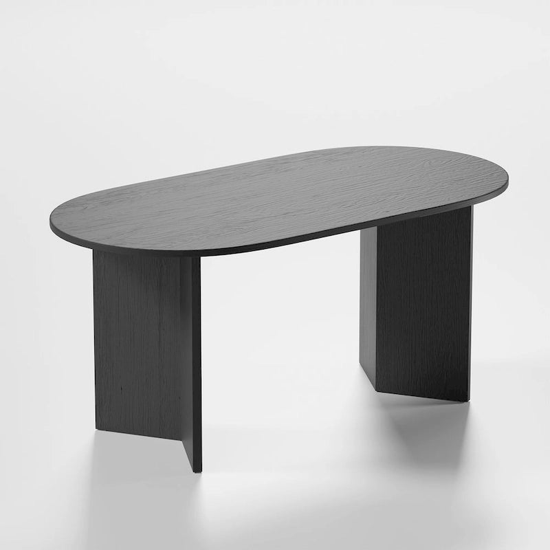 Table à manger moderne en bois de chêne massif, 170 cm, avec double piédestal