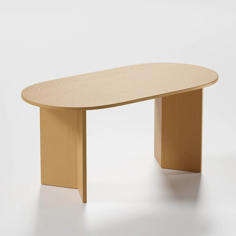Table à manger moderne en bois de chêne massif, 170 cm, avec double piédestal