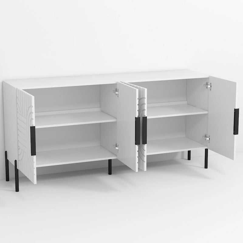 Bahut/Meuble de rangement blanc de style européen - 160 cm de largeur