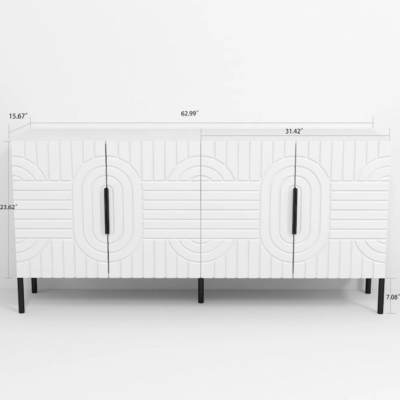 Bahut/Meuble de rangement blanc de style européen - 160 cm de largeur