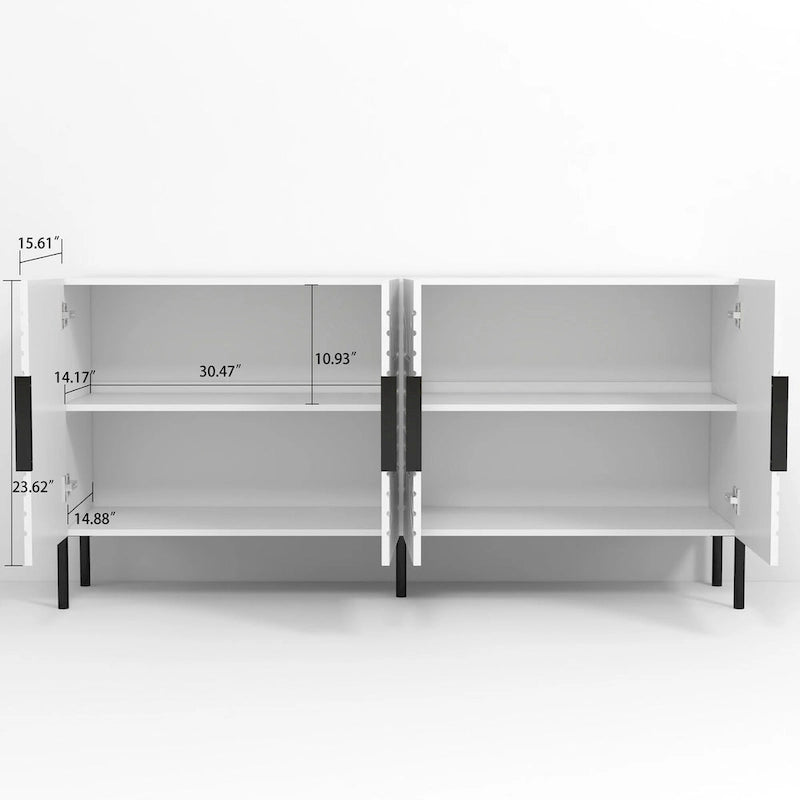 Bahut/Meuble de rangement blanc de style européen - 160 cm de largeur