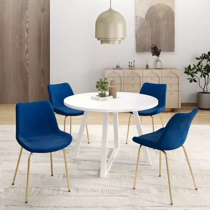 Ensemble de salle à manger rond 5 pièces Avant de Roundhill Furniture, avec table et 4 chaises