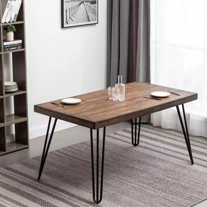 Ensemble de salle à manger Arroyo de Roundhill Furniture, table à manger Hairpin avec 4 chaises à dossier croisé, noir riche, 5 pièces