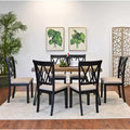 Ensemble de salle à manger Arroyo 7 pièces, table à manger avec pieds en épingle et 6 chaises à dossier croisé, noir intense