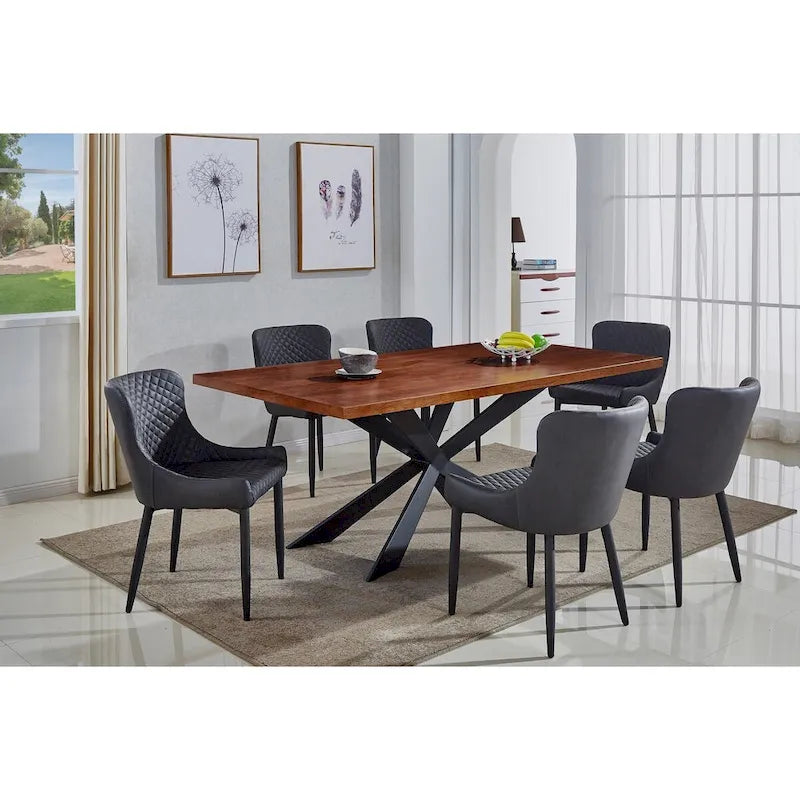 Chaise de salle à manger en cuir PU avec assise et dossier capitonnés, lot de 4