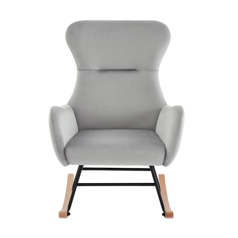 Fauteuil à bascule en tissu Teddy pour le salon