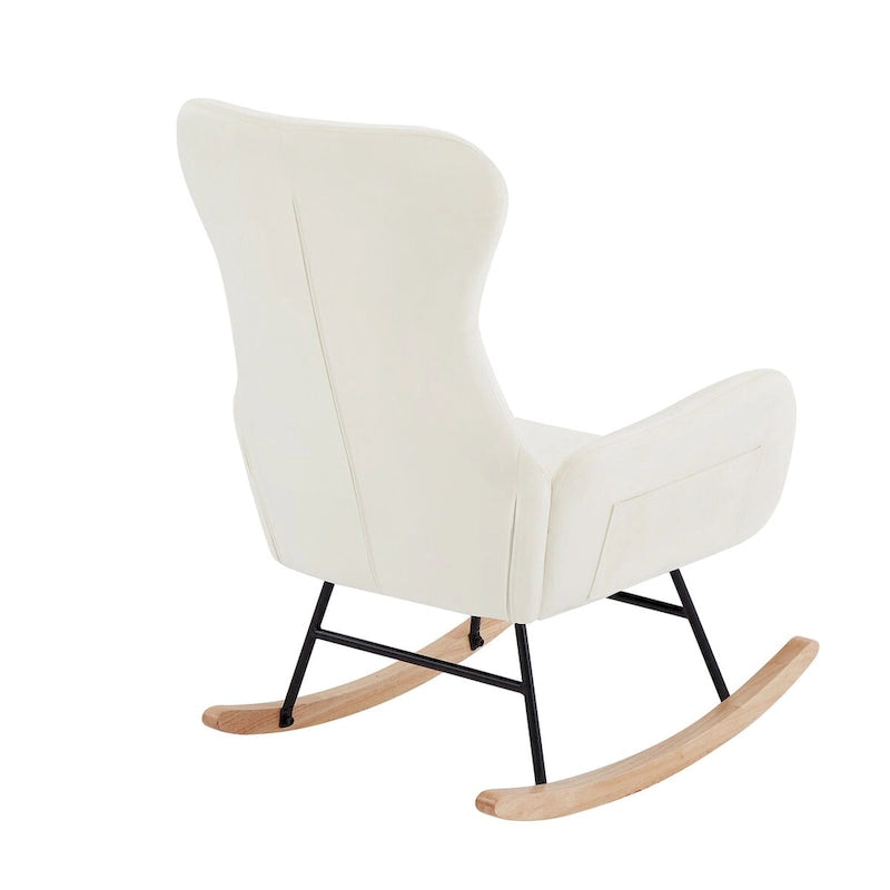 Fauteuil à bascule en tissu Teddy pour le salon