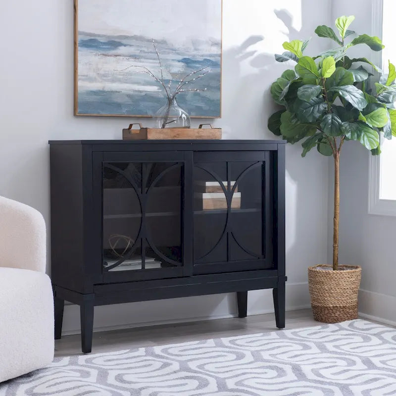 Meuble d'appoint 2 portes en bois avec étagères réglables