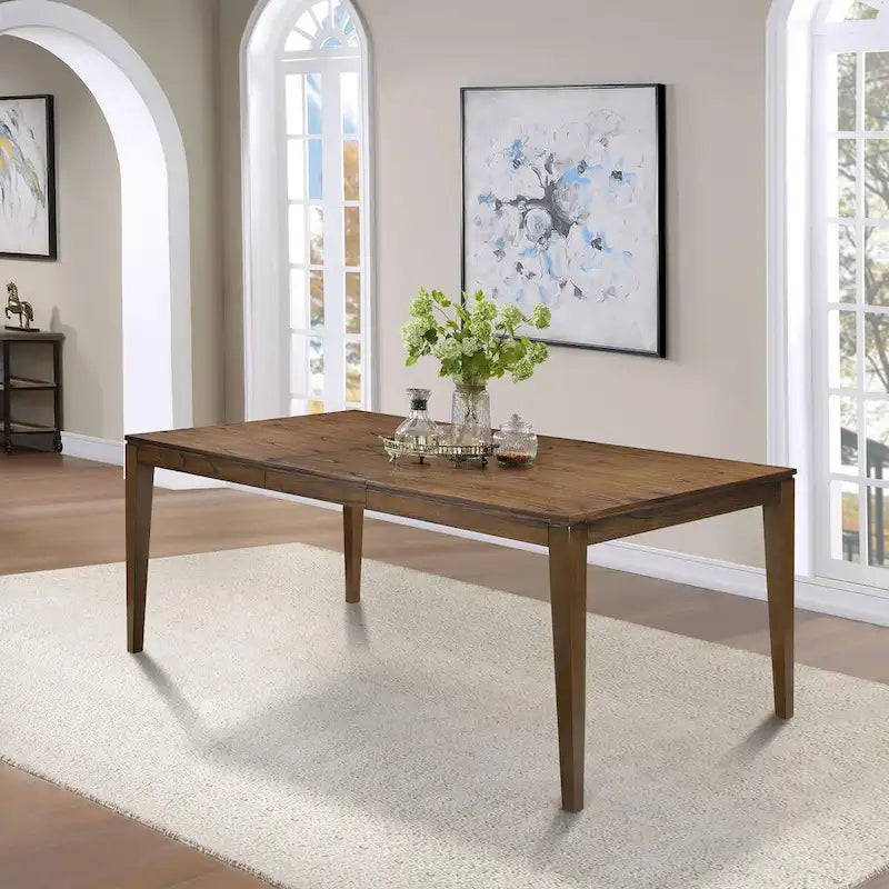 Table de salle à manger rectangulaire pour 6 à 8 personnes, style ferme moderne, en bois massif, avec rallonge intégrée, pour cuisine et salle à manger