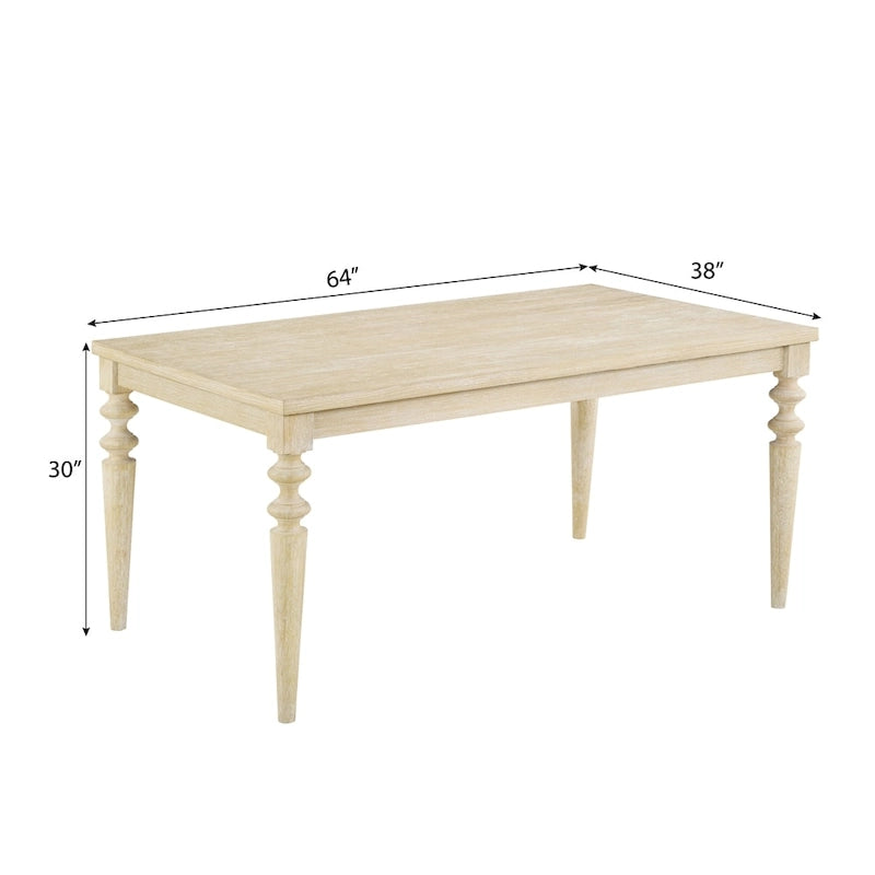 Table de salle à manger filaire en bois tourné avec finition blanche