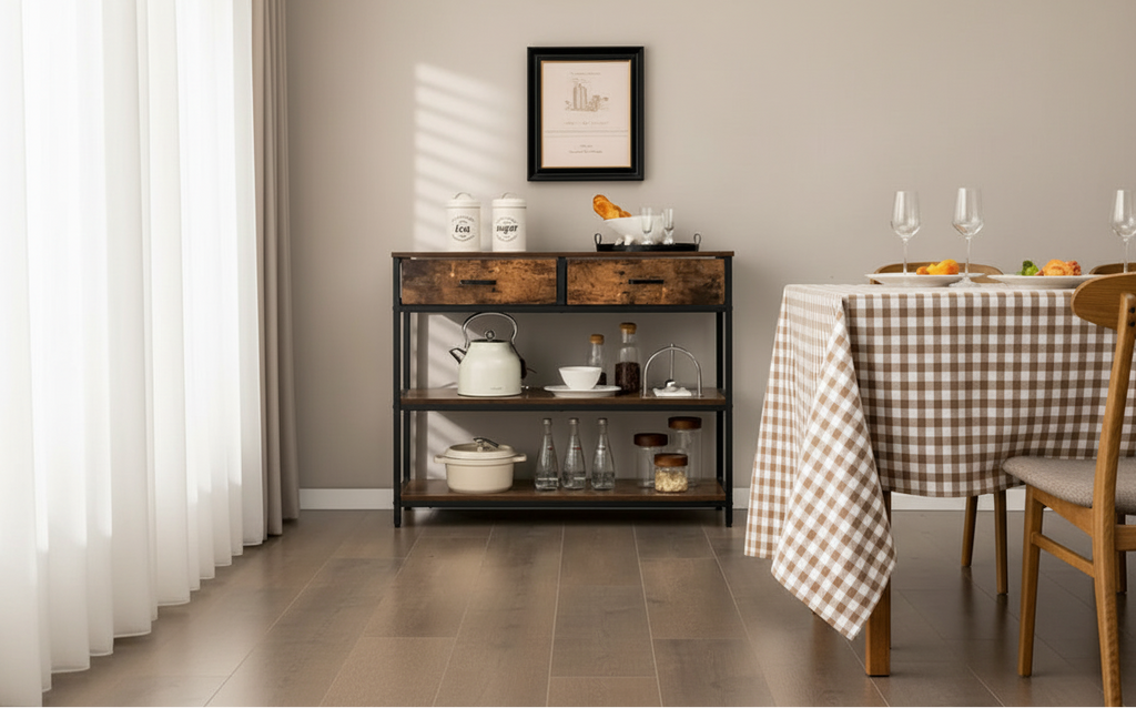 Console Table d'Entrée Table d'Appoint de Canapé avec Tiroirs en Tissu Pliables